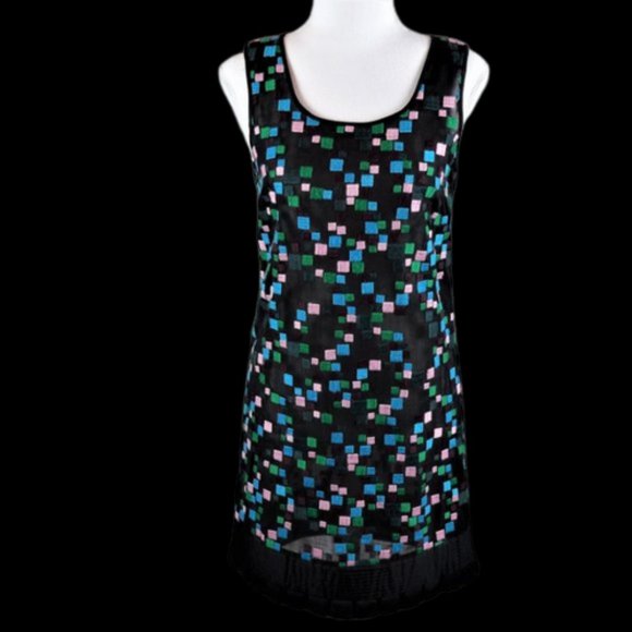 Catherine Malandrino  Black Dress Green/Blue/Pink - Picture 13 of 13